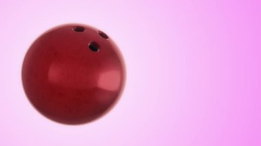 Bowling maçı için yavaş dönen topun animasyonu. Gerçekçi dokuya ve ışığa sahip yakın çekim görüntüsü. Kusursuz döngünün animasyonu.