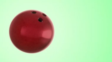 Bowling maçı için yavaş dönen topun animasyonu. Gerçekçi dokuya ve ışığa sahip yakın çekim görüntüsü. Kusursuz döngünün animasyonu.