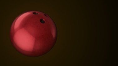 Bowling maçı için yavaş dönen topun animasyonu. Gerçekçi dokuya ve ışığa sahip yakın çekim görüntüsü. Kusursuz döngünün animasyonu.