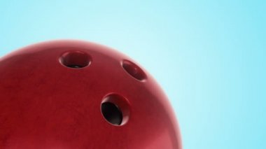 Bowling maçı için yavaş dönen topun animasyonu. Gerçekçi dokuya ve ışığa sahip yakın çekim görüntüsü. Kusursuz döngünün animasyonu.