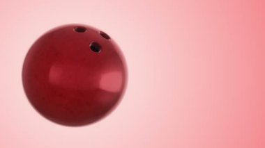 Bowling maçı için yavaş dönen topun animasyonu. Gerçekçi dokuya ve ışığa sahip yakın çekim görüntüsü. Kusursuz döngünün animasyonu.