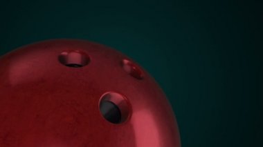 Bowling maçı için yavaş dönen topun animasyonu. Gerçekçi dokuya ve ışığa sahip yakın çekim görüntüsü. Kusursuz döngünün animasyonu.