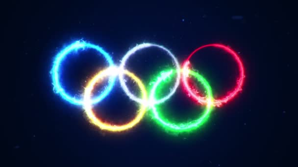 Animacja Energii Ognia Logo Pierścieni Igrzysk Olimpijskich Animacja Płynnej Pętli — Wideo stockowe