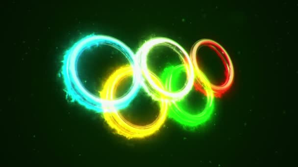 奥运五环标志火能量的动画 无缝回路的动画 — 图库视频影像