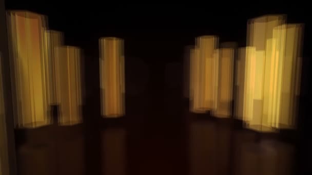 Sfondo Scuro Tecnologico Con Animazione Movimento Arancione Forme Neon Esagoni — Video Stock