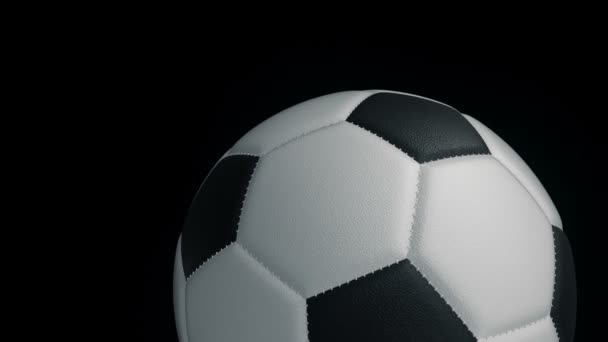 Ball Voor Voetbal Met Realistische Lederen Textuur Draaien Achtergrond Animatie — Stockvideo