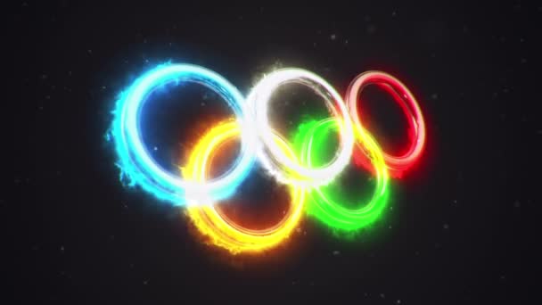 Animation Der Feuerenergie Aus Ringen Logo Der Olympischen Spiele Animation — Stockvideo