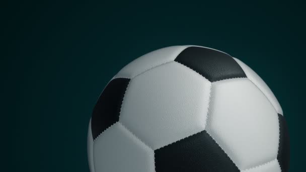 Piłka Piłki Nożnej Realistycznej Skórzanej Strukturze Obracają Się Tle Animacja — Wideo stockowe