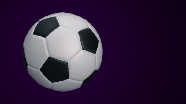 Ball Voor Voetbal Met Realistische Lederen Textuur Draaien Achtergrond Animatie — Stockvideo