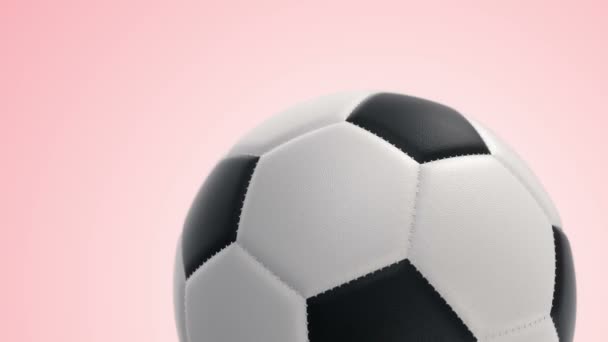 Ball Voor Voetbal Met Realistische Lederen Textuur Draaien Achtergrond Animatie — Stockvideo