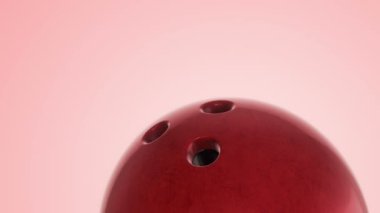 Bowling maçı için yavaş dönen topun animasyonu. Gerçekçi dokuya ve ışığa sahip yakın çekim görüntüsü. Kusursuz döngünün animasyonu.