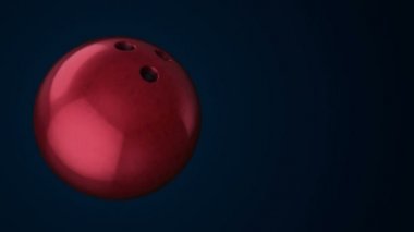 Bowling maçı için yavaş dönen topun animasyonu. Gerçekçi dokuya ve ışığa sahip yakın çekim görüntüsü. Kusursuz döngünün animasyonu.