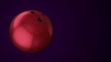Bowling maçı için yavaş dönen topun animasyonu. Gerçekçi dokuya ve ışığa sahip yakın çekim görüntüsü. Kusursuz döngünün animasyonu.