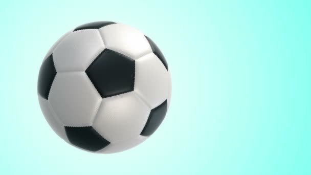 リアルな革の質感を持つサッカーのためのボールがバックグラウンドで回転します シームレスループのアニメーション — ストック動画