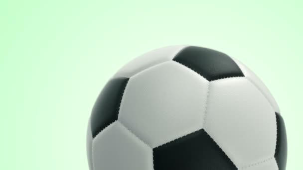 Мяч Футбола Реалистичной Кожаной Текстурой Вращаются Заднем Плане Анимация Бесшовного — стоковое видео