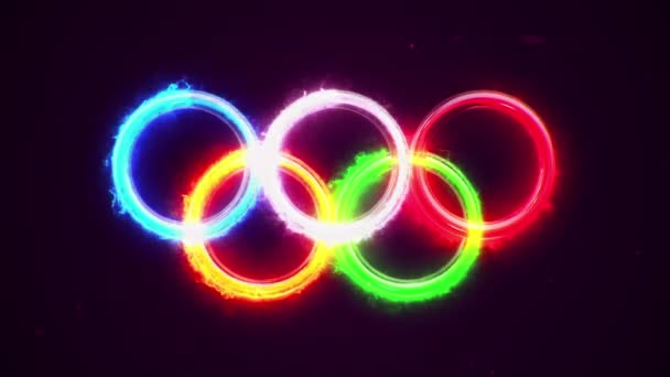 Animation Der Feuerenergie Aus Ringen Logo Der Olympischen Spiele Animation — Stockvideo