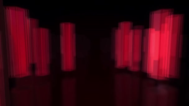 Fondo Oscuro Tecnológico Con Formas Neón Rojo Movimiento Animación Hexágonos — Vídeo de stock