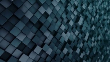 Türkuaz karelerin dalga mozaiğinin animasyonuna sahip teknolojik arka plan, kusursuz döngünün animasyonu