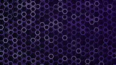 Mor altıgenlerin dalga mozaiğinin canlandırılmasıyla soyut teknolojik arkaplan, kusursuz döngünün animasyonu.