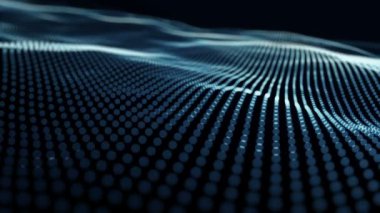 Turkuaz noktalardan gelen dalgalı çizgilerle soyut arkaplan, neon hatlarından yüzeye çıkan animasyon dalgalanmaları, pürüzsüz döngü animasyonları