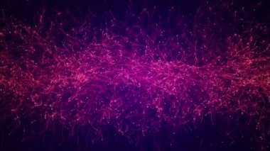 Yavaş hareket eden mor parçacıkların animasyonuyla soyut koyu arkaplan. Kusursuz döngünün animasyonu.
