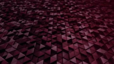 Kırmızı üçgenlerin dalga mozaiğinin animasyonuyla soyut teknolojik arkaplan, kusursuz döngünün animasyonu.