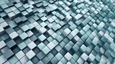Türkuaz karelerin dalga mozaiğinin animasyonuna sahip teknolojik arka plan, kusursuz döngünün animasyonu