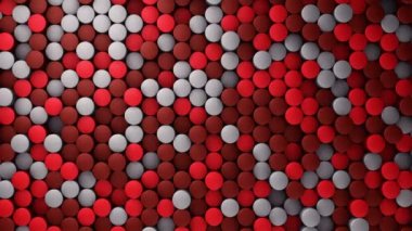 Kırmızı silindirlerin dalga mozaiğinin animasyonuna sahip teknolojik arka plan, pürüzsüz döngünün animasyonu 