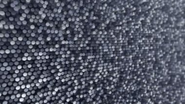 Gri silindirlerin dalga mozaiğinin animasyonuna sahip teknolojik arka plan, pürüzsüz döngünün animasyonu 