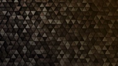 Altın üçgenlerin dalga mozaiğinin animasyonuyla soyut teknolojik arka plan, kusursuz döngünün animasyonu.