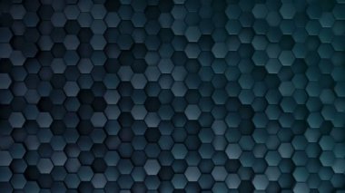 Türkuaz altıgenlerin dalga mozaiğinin animasyonuyla soyut teknolojik arkaplan, kusursuz döngünün animasyonu.