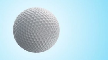 Golf için yavaş dönen topun animasyonu. Gerçekçi dokuya ve ışığa sahip yakın çekim görüntüsü. Kusursuz döngünün animasyonu.