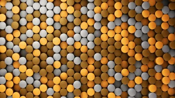 Технологічний Фон Анімацією Хвильової Мозаїки Золотих Циліндрів Анімація Безшовної Петлі — стокове відео