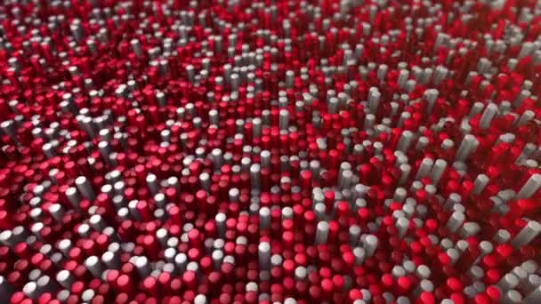 Технологический Фон Анимацией Волновой Мозаики Красных Цилиндров Анимация Бесшовного Цикла — стоковое видео