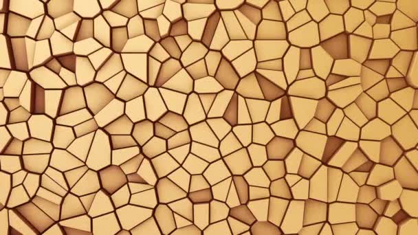 Technological Background Animation Wave Mosaic Golden Polygons Animation Seamless Loop — Stock Video