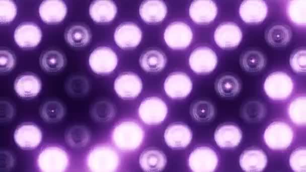 Animation d'ampoules clignotantes violettes sur mur led, Animation de boucle transparente, concept de lumières de scène  