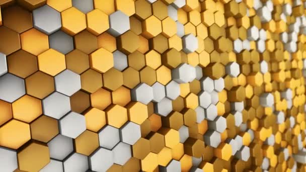 Fond Technologique Abstrait Avec Animation Une Mosaïque Ondes Hexagones Dorés — Video