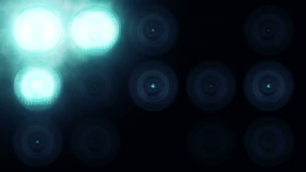 绿松石闪光灯泡在铅墙上的动画 无缝回路动画 舞台灯光概念 — 图库视频影像