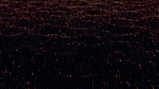 Абстрактний Технологічний Фон Червоними Смугами Частинками Анімація Безшовної Петлі — стокове відео