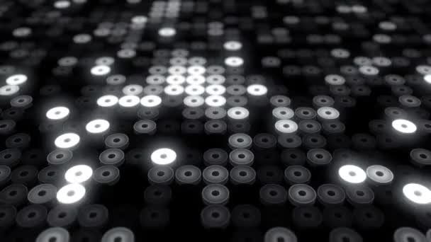 Abstracte Achtergrond Met Knipperende Vloer Van Witte Led Lampen Projectoren — Stockvideo