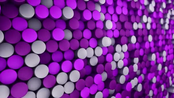 Технологический Фон Анимацией Волновой Мозаики Фиолетовых Цилиндров Анимация Бесшовного Цикла — стоковое видео