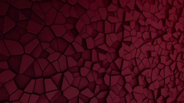 Kırmızı Çokgenlerin Dalga Mozaiğinin Animasyonuna Sahip Teknolojik Arka Plan Kusursuz — Stok video