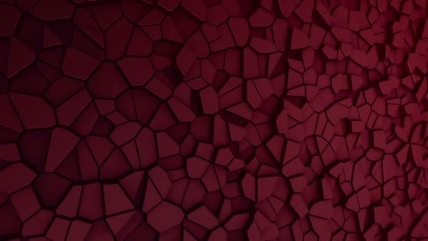 Fondo Tecnológico Con Animación Mosaico Ondas Polígonos Rojos Animación Bucle — Vídeo de stock