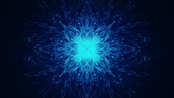 Fond sombre abstrait avec animation de particules dorées en mouvement lent sous forme de flocon de neige. Animation de boucle transparente .