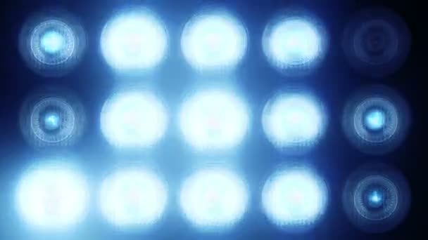 Анимация Синих Мигающих Лампочек Лидирующей Стене Анимация Бесшовного Цикла Концепция — стоковое видео