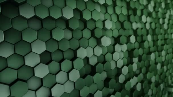 Fond Technologique Abstrait Avec Animation Une Mosaïque Ondes Hexagones Verts — Video