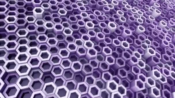 Abstract Technological Background Animation Wave Mosaic Purple Hexagons Animation Seamless — Stock Video