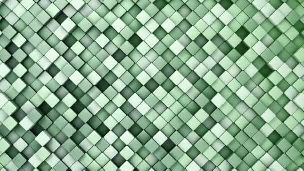 Технологический Фон Анимацией Волновой Мозаики Зеленых Квадратов Анимация Бесшовного Цикла — стоковое видео