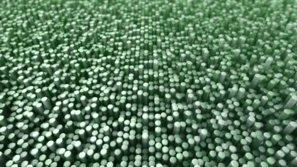 Fundo Tecnológico Com Animação Onda Mosaico Cilindros Verdes Animação Loop — Vídeo de Stock