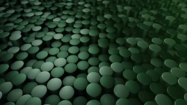 Technological Background Animation Wave Mosaic Green Cylinders Animation Seamless Loop — Stock Video